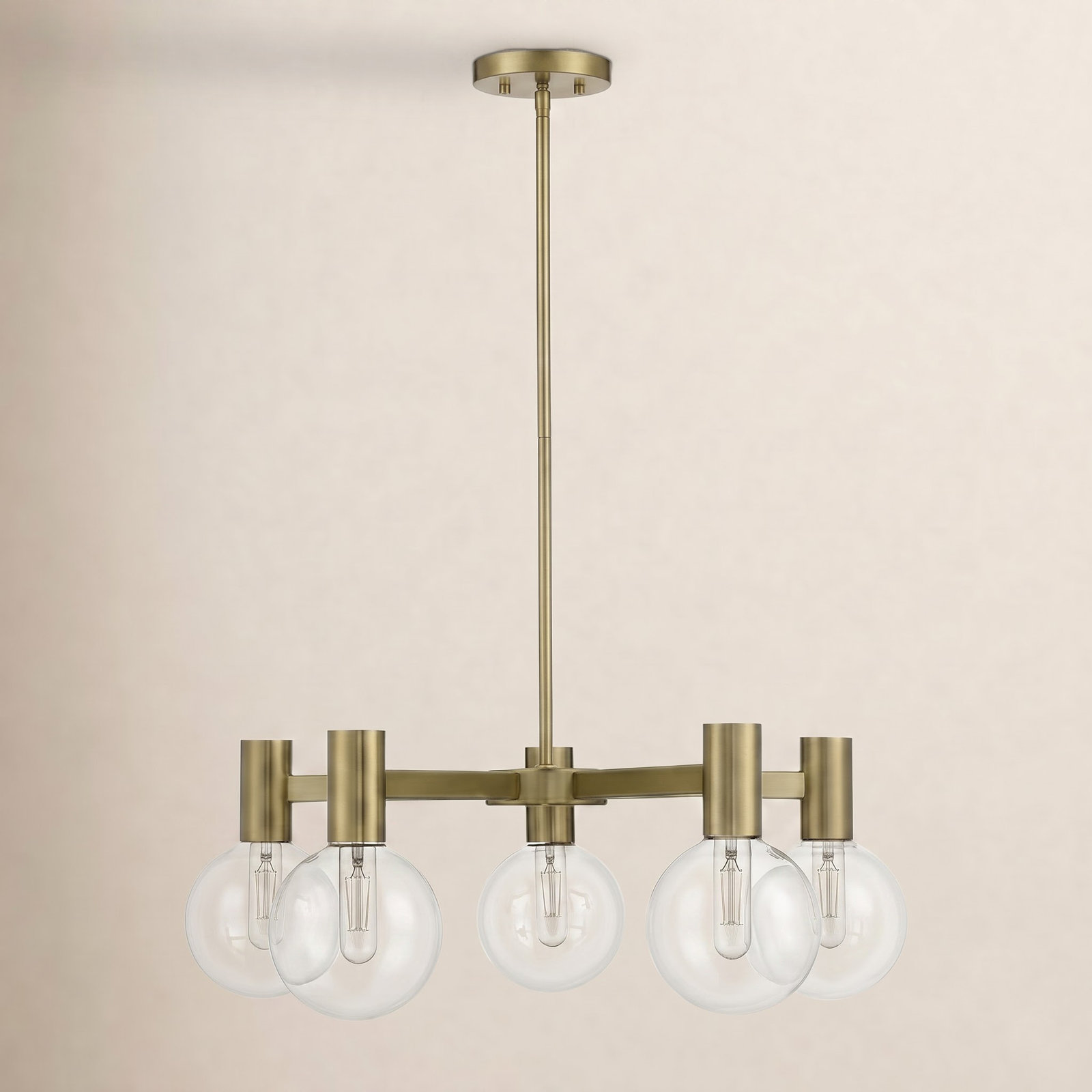Rorem Chandelier, Brass, 5 Lights