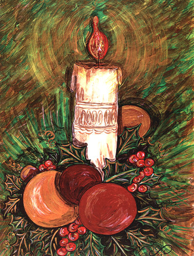 Drapeau vertical de chirstmas par candlelight house