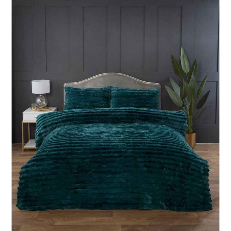 Aliyas Chunky Ribbed Duvet Set, Racing Green, Double Duvet Cover Set