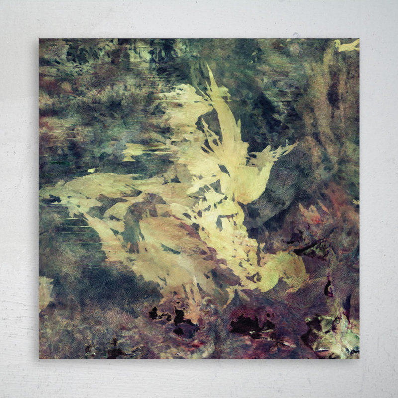 Art abstrait brun et vert - 1 pièce, impression sur toile tendue, H 12 po x l 12 po x P 2 po