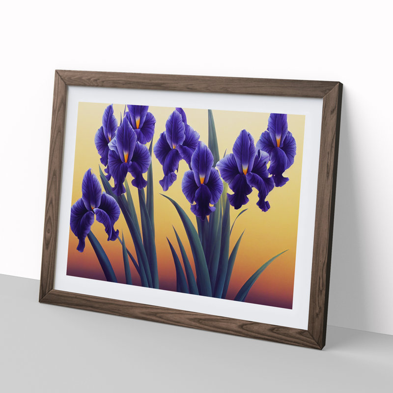 Excellent Iris Flowers - Framed Print, 46cm H x 64cm W x 2cm D, Walnut