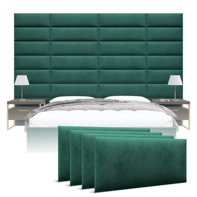 Sapan Upholstered Wall Panels - King/Cal King Size Wall Mounted Headboards - Ribbed Terracotta - Twin/King - Set of 4 Modular Panels