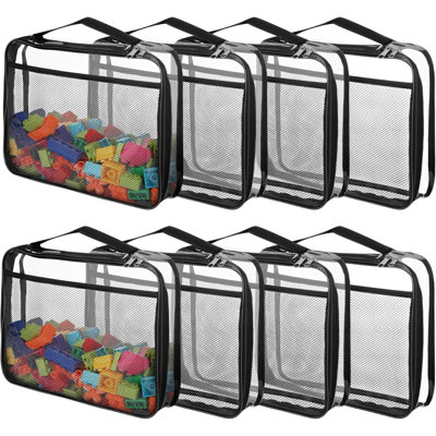8 Packs Large Clear Toy Storage Bags, Reusable PVC Organizing Bags, Zipper Bags For Organizing,Clear Zippered Blocks Bag Set,Waterproof Toy Storage Ba