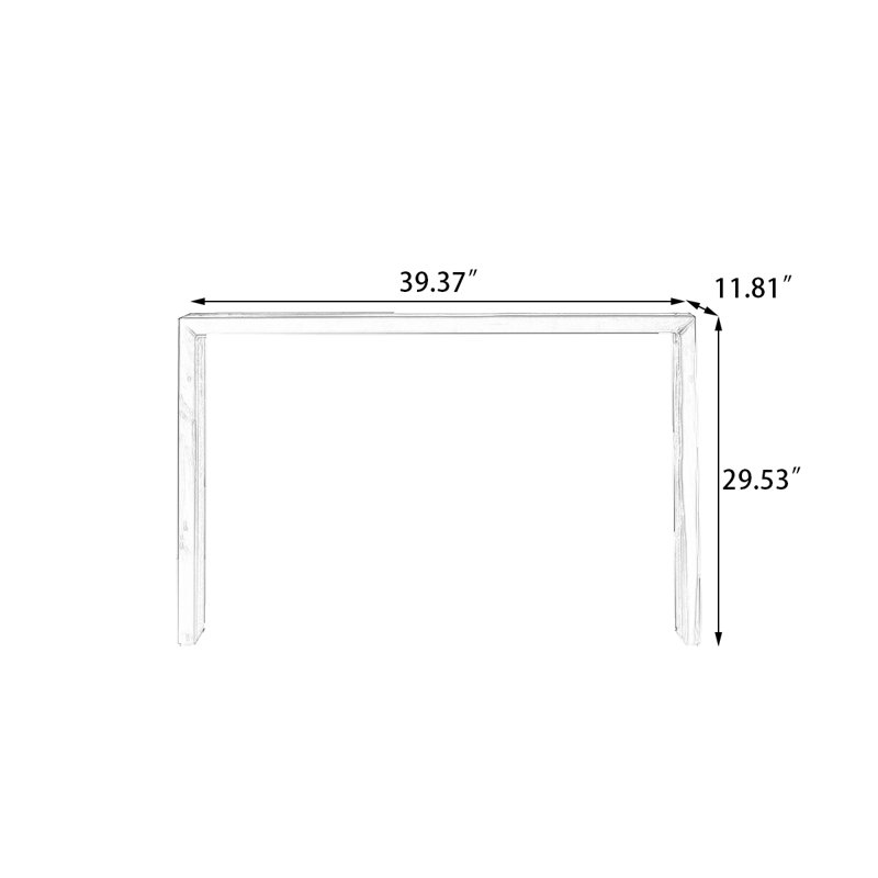 Black Rectangular Solid Wood Console Table, 29.53" H x 39.37" W x 11.81" D