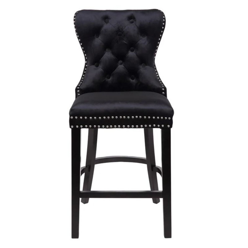 Grand tabouret en velours, Noir