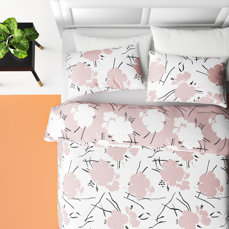 Carbonell Floral Duvet Cover Set with Pillowcases Included, Double Duvet Cover, Blush Pink