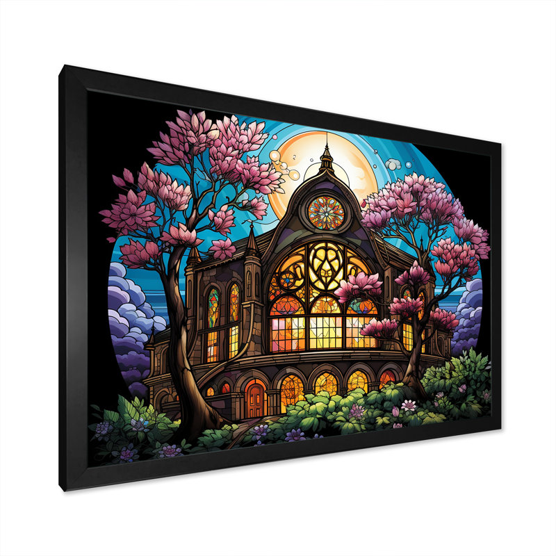 Floral Broadway Theatre - art mural théâtre, Cadre d'angle fermé noir, H 24 po x l 32 po x P 1 po