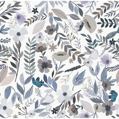 Emilie Floral Blue Boswell Wallpaper