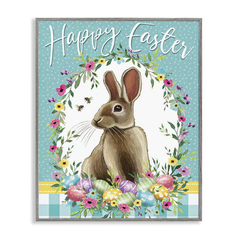 Couronne de lapin Joyeuses Pâques, estampe numérique, conception par Elizabeth Tyndall, H 30 po x l 24 po