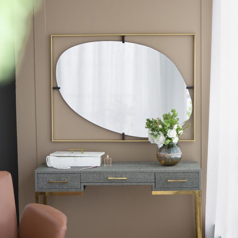 Miroir Poppy avec cadre en métal doré
