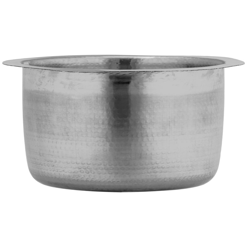 Brightwork 15-Inch Hand Hammered Round Stainless Steel Bar Sink, Matte Satin Stainless