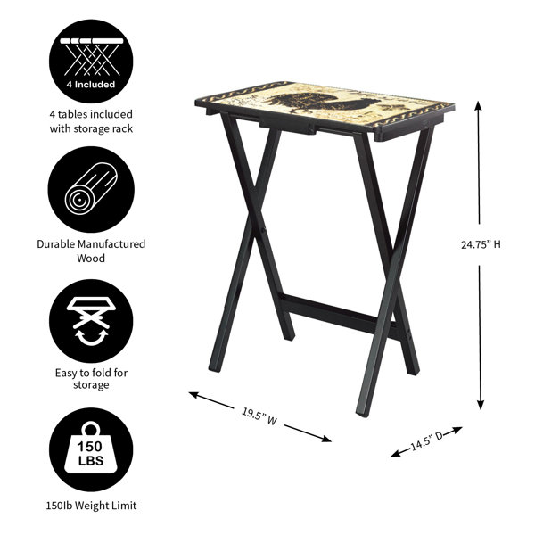 Breakwater Bay Ally Solid Wood 5 Piece Folding Snack TV Tray Set