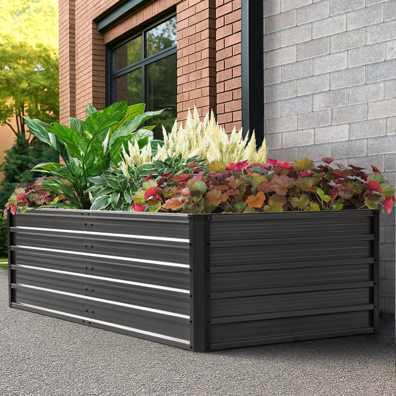 Jardinière rectangulaire surélevée galvanisée 2 x 3 x 6 pi, gris foncé, H 22,2 po x l 35,4 po x P 70,9 po 