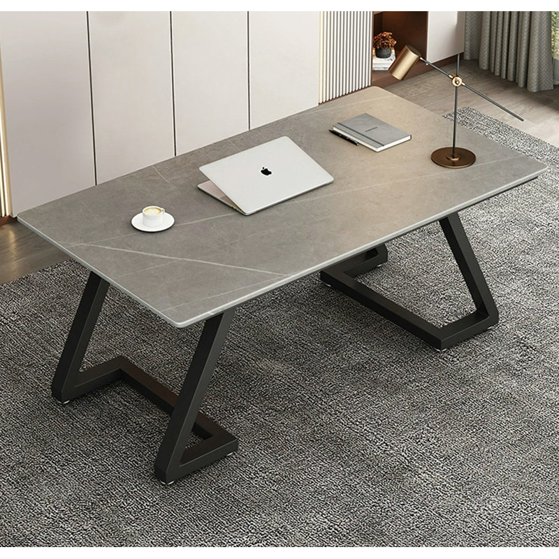 Bureau de table en pierre frittée Light Luxury, 29.5" H x 55.1" W x 31.5" D