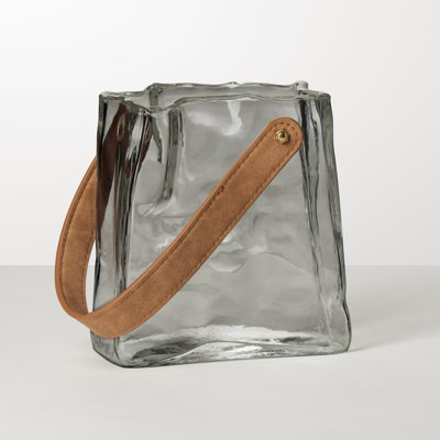  Liora Carry 6.5" Gray Textured Glass Handbag Vase