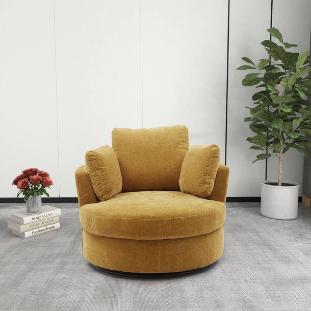 Rosdorf Park Chemaia Upholstered Swivel Barrel Chair | Wayfair