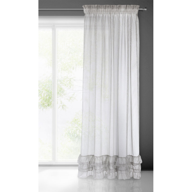 Plympt Sheer Curtain, Grey/Brown/Blue