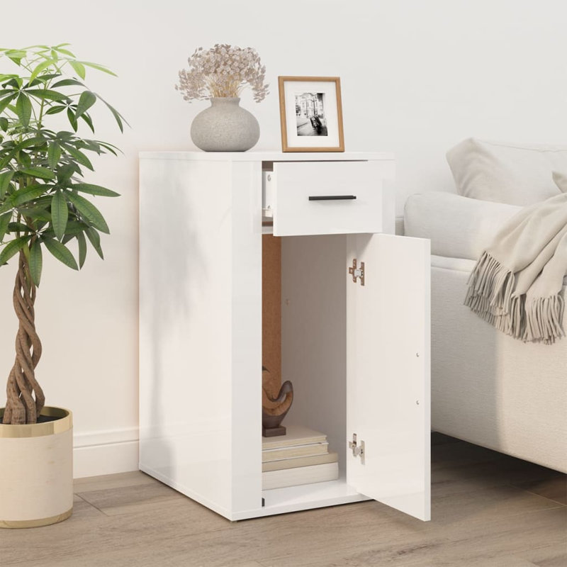 Nervia 1 - Door Rectangle Accent Cabinet, High Gloss White