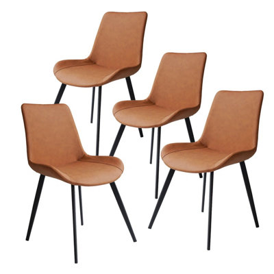 32.3"H Modern Upholstered Dining Chairs, Faux Leather Back with Steel Legs for Kitchen, Dining, Living, Reception, Office Guest Chairs, and Outdoor by George Oliver