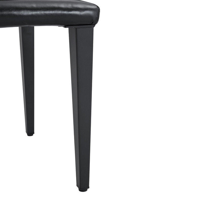 Chaises de salle à manger modernes en cuir synthétique avec dossier ergonomique, ensemble de 4, Noir, Noir