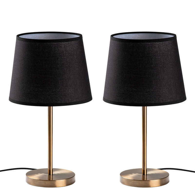 Elegant Table Lamp Set (2 Pieces), Antique Finish, 8.3 x 8.3 x 15.4 inches | Metal Body with Fabric Cap, E27 Socket, Max 40W | Perfect for Living Room, Bedroom, or Hotel Décor, Stylish and Functional Lighting