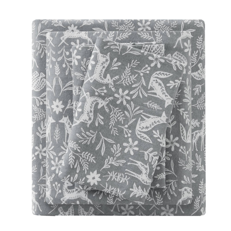 Ensemble de draps 4 pièces, Motif floral bleu