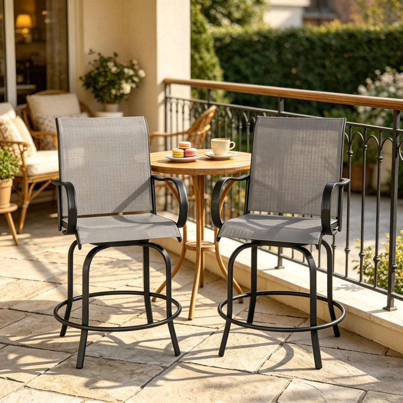 Chaises de patio pivotantes, tabourets de bar d'extérieur, chaises respirantes (seulement 2 chaises PCS)