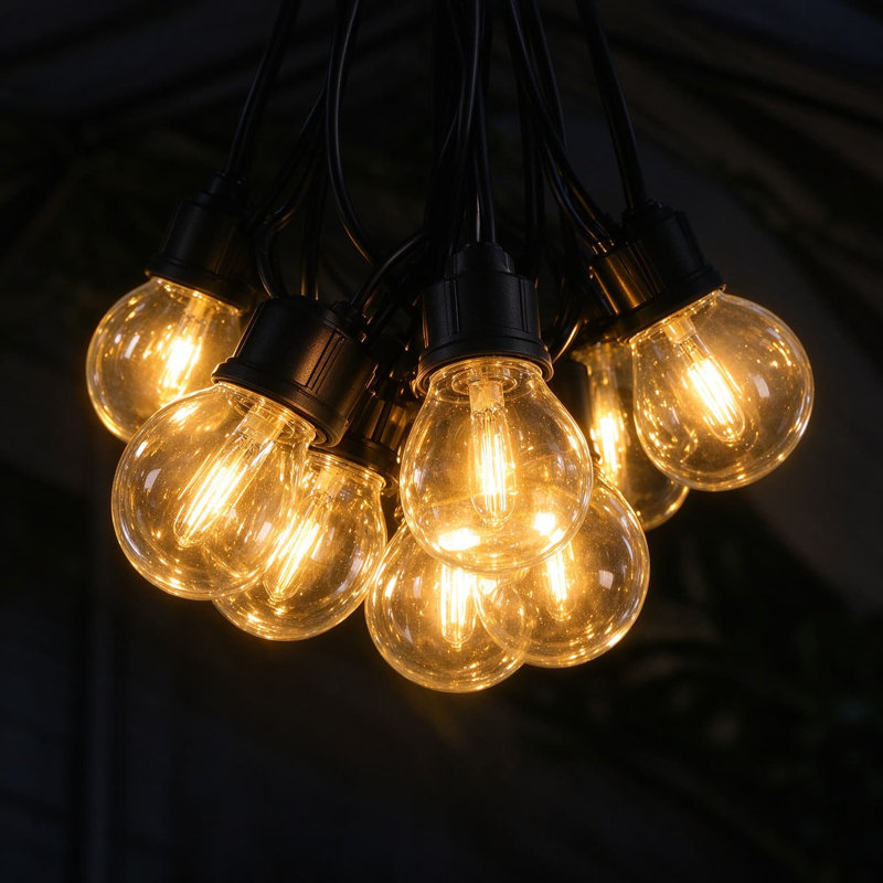 Guirlande de lumières d'extérieur avec télécommande, ampoules à DEL incassables, lumières de patio suspendues à intensité variable pour terrasse de jardin, terrasse, balcon, porche, décor de café
