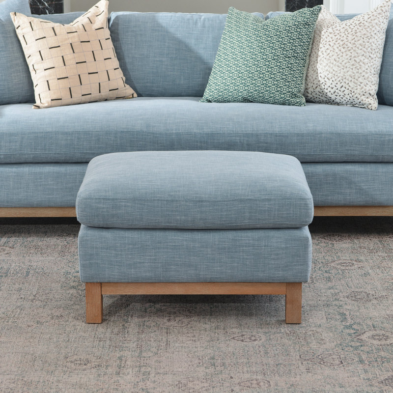 Repose-pieds rembourré Cami, Sky Blue Linen Blend