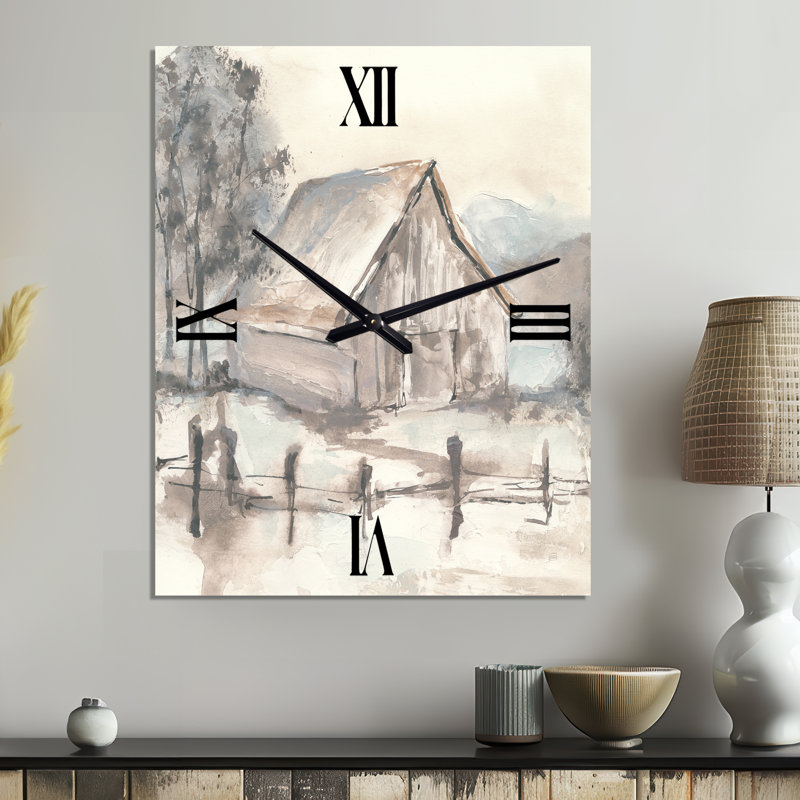 Farmhouse Barn Grey VII - Cottage  Metal Wall Clock, Small