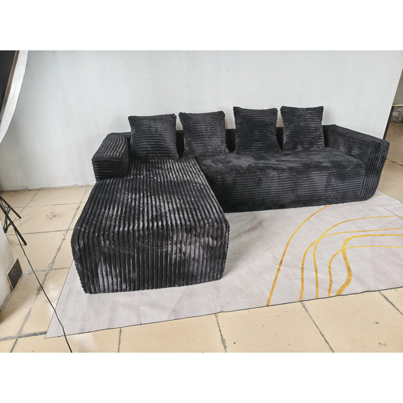 Canapé modulaire Cloud avec méridienne en forme de L, canapé modulaire avec assise profonde, fauteuils rembourrés avec méridienne pour faire face à la chambre à coucher, aucun assemblage requis (tissu en velours côtelé moelleux)