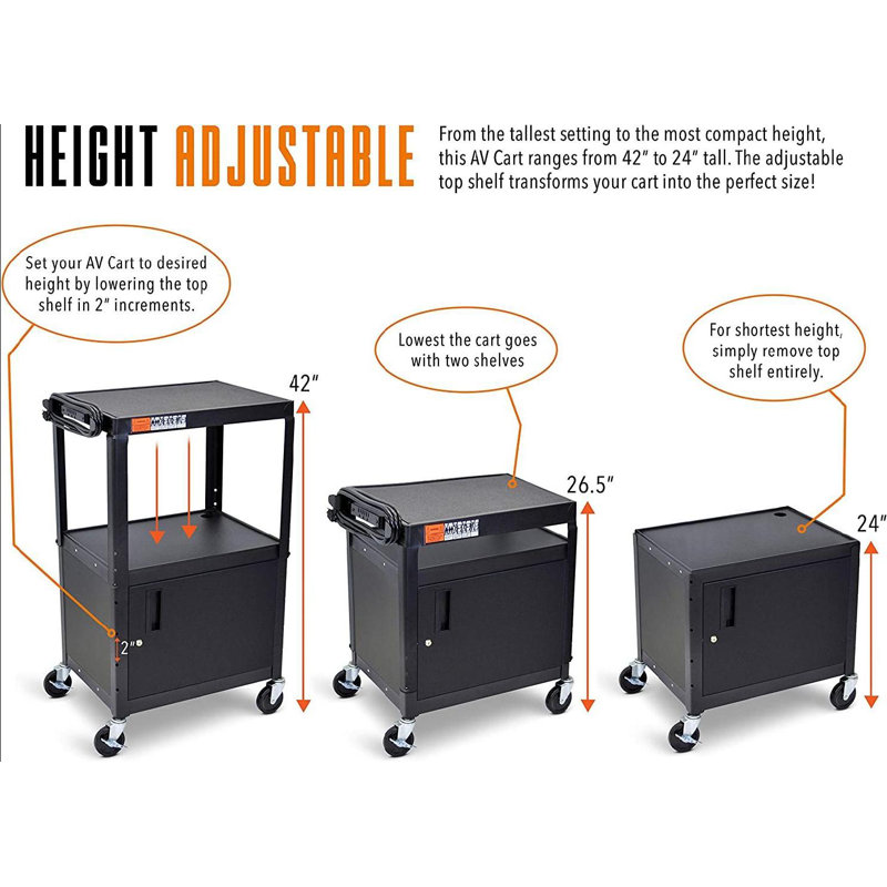 24'' W AV Cart with Wheels