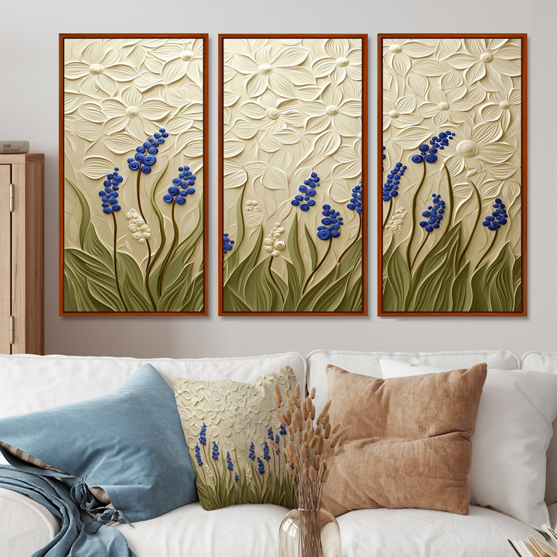 Adaleigh - ensemble d'art mural floral, H 28 po x l 36 po, Reproduction avec cadre flottant, Brun