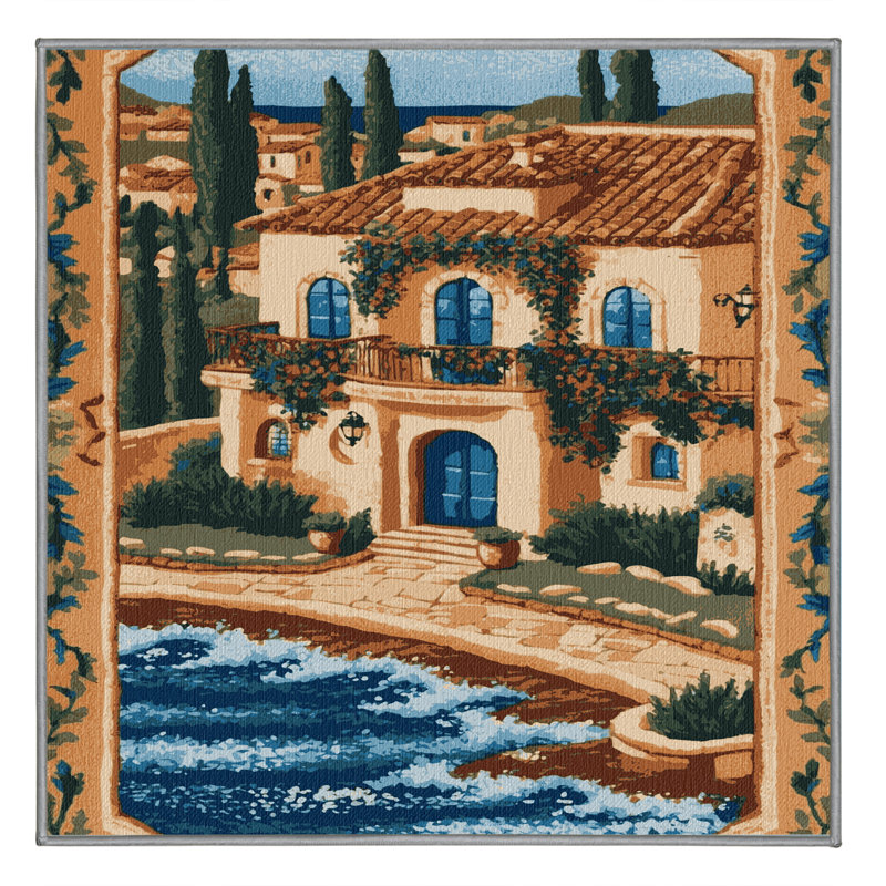  Tapis bord de mer lavable Villa, Carré 5 pi