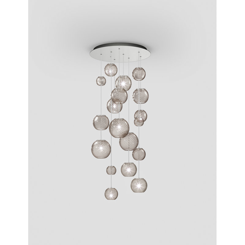 Oto 9 - Light Pendant, Smoky Striped, Satin Nickel