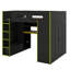 Lit mezzanine double en bois avec poste de travail intégré, garde-robe, rangement spacieux et éclairage DEL-704552413