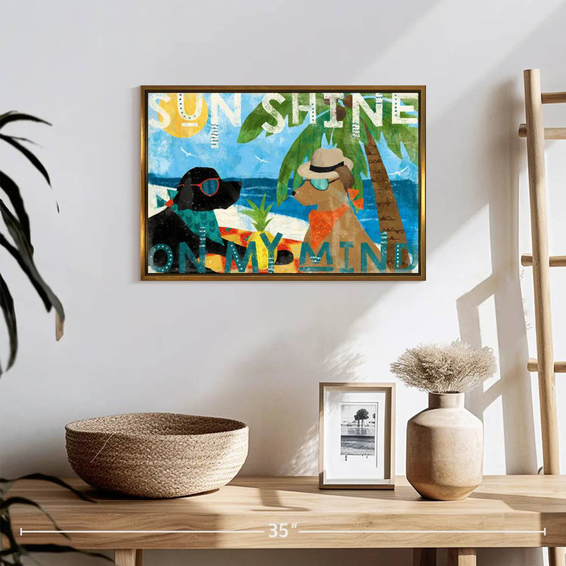 Good Vibes I, Cadre flottant doré, 19 po x 13 po