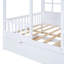 Lit double en bois avec lit gigogne simple, lit de jour en bois, blanc