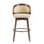 Tabouret de bar d'intérieur en bois Como, finition noyer avec revêtement beige, ensemble de 2