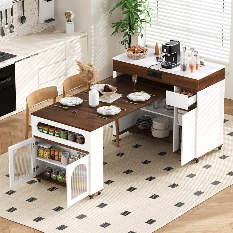 110.5 cm W Kitchen Island with, Walnut