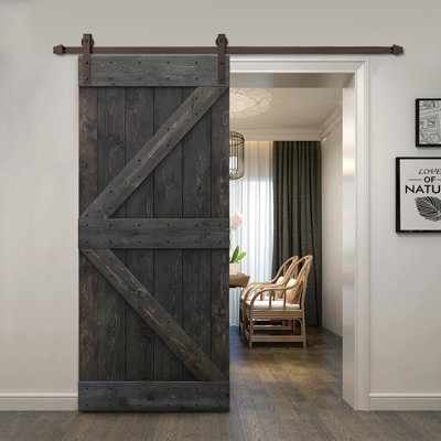 84'' Solid Wood without Installation Hardware Kit Barn Door