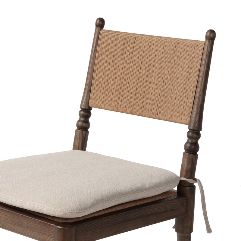 Fayth Dining Chair with Cushion, Dune Linen, Antique Walnut