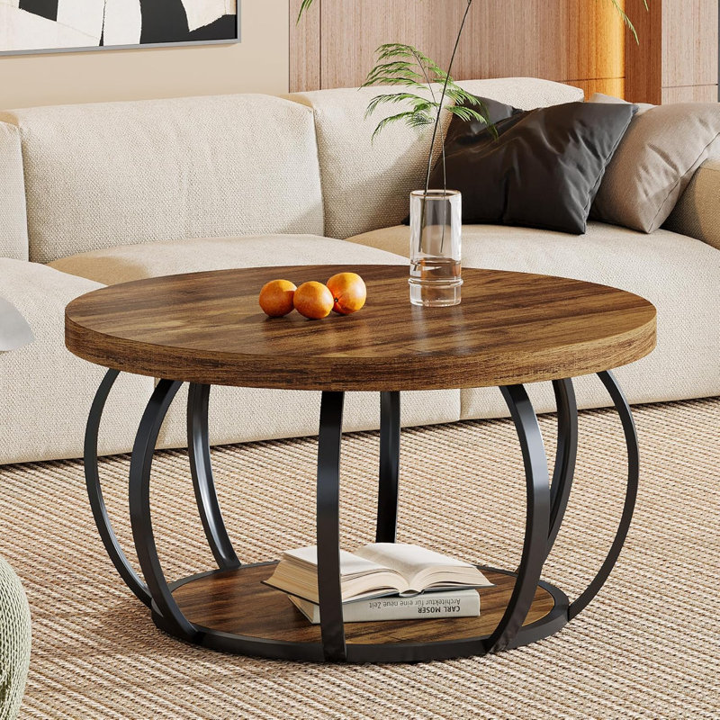 Frame Coffee Table with Storage, Brown
