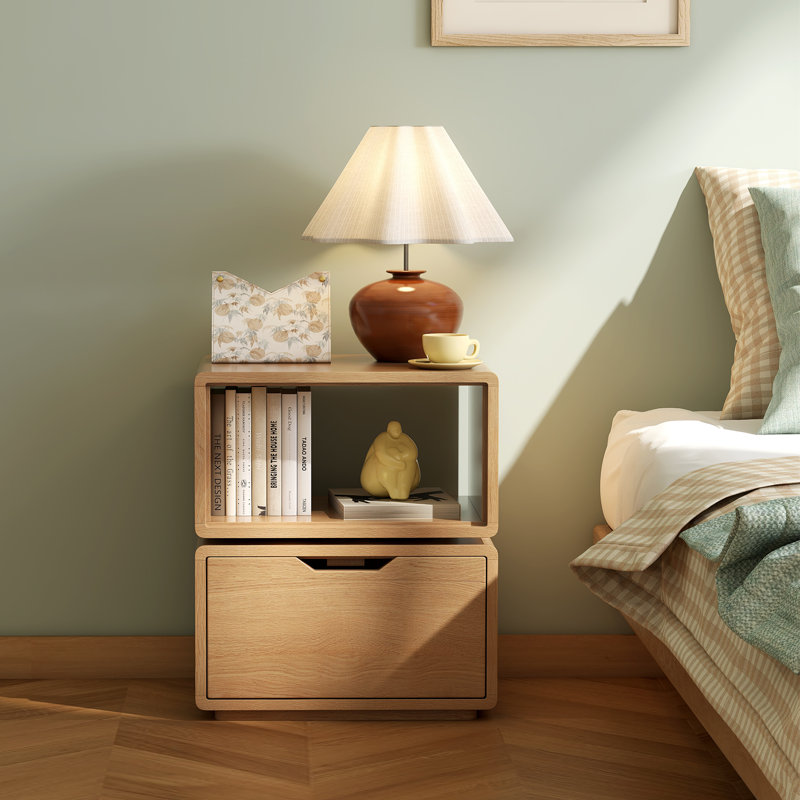 Table d'appoint rotative en chêne massif 18 po H, Chêne
