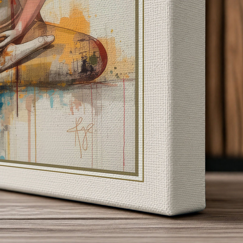 Meditating Buddha Japandi - Wrapped Canvas, 24x16 - 61.0 x 40.6 cm, Cream Border
