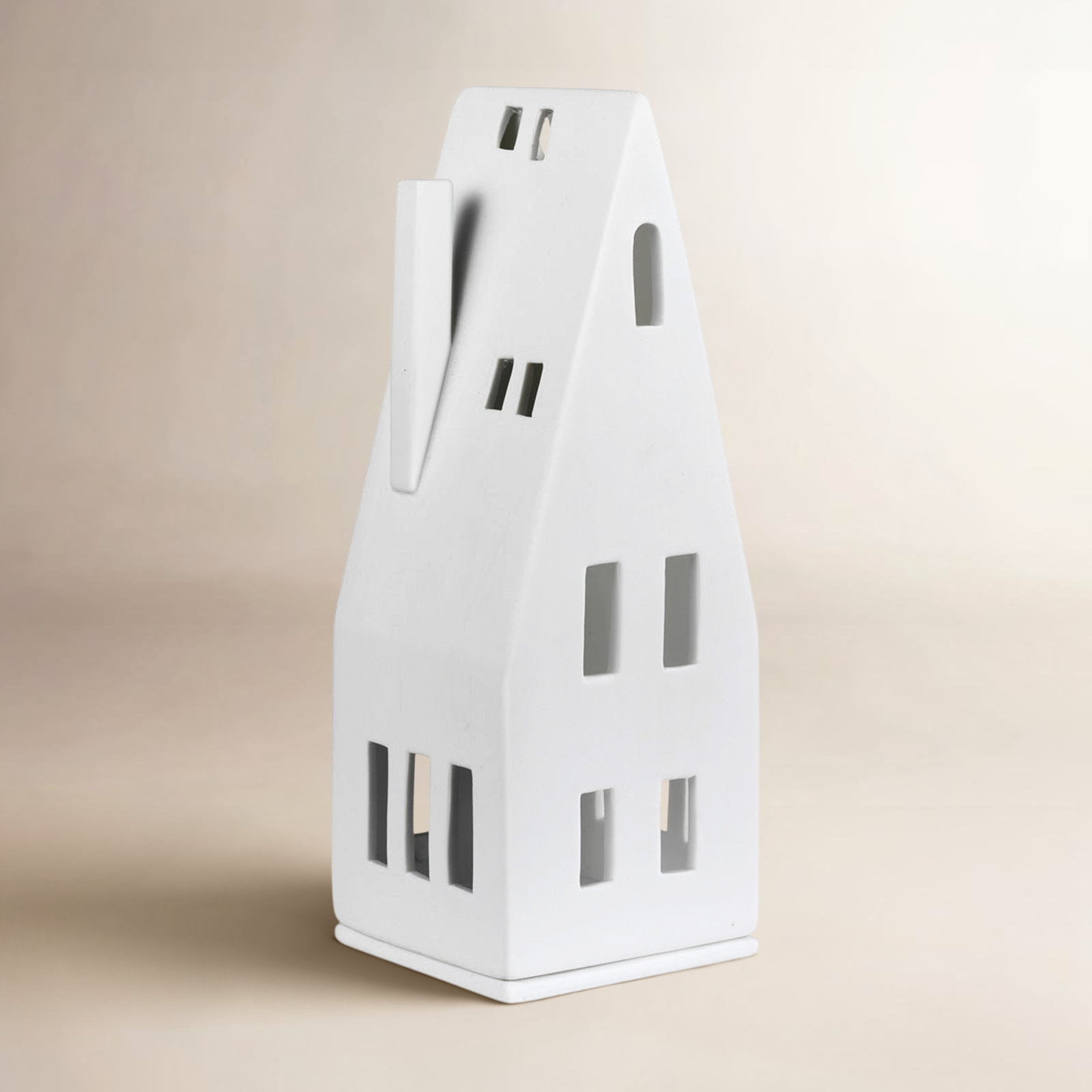 Porcelain Village House - Pointed Roof, 7.9" H x 3" W x 2.8" D