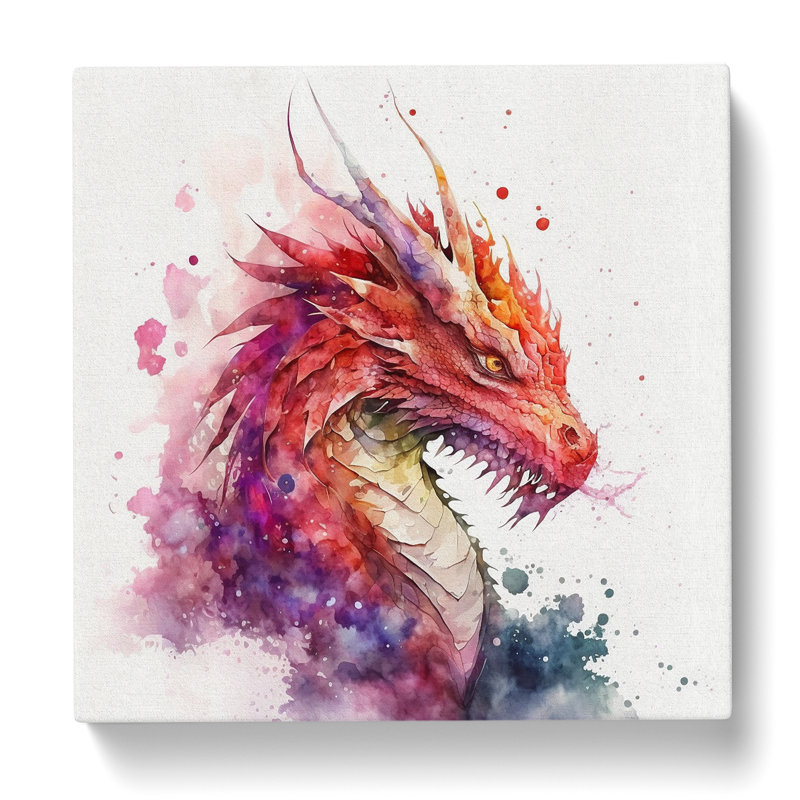 Dragon Watercolour No.1 - Wrapped Canvas - Framed Print