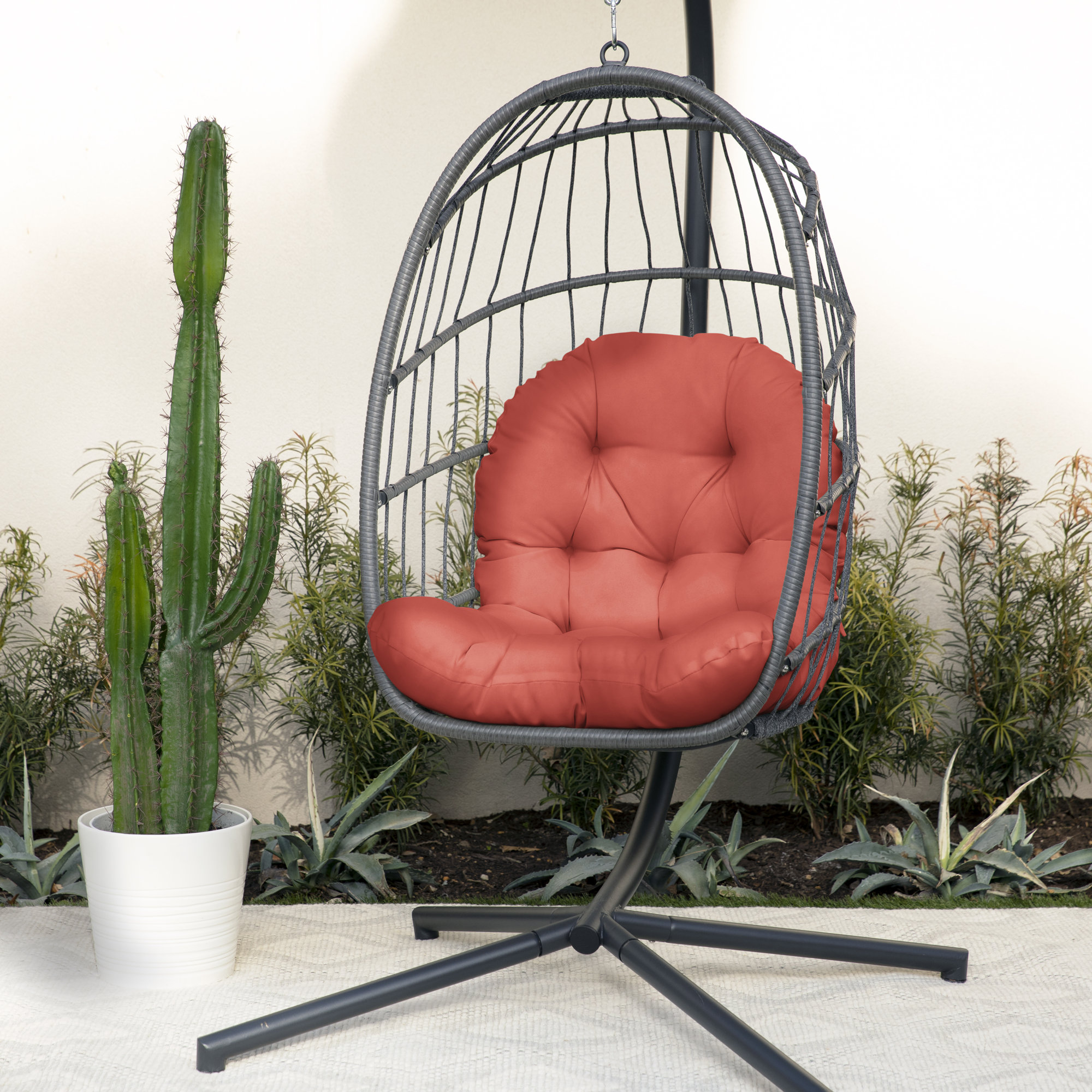 Outdoor Seat/Back Cushion Egg Chair Cushion, Coral
