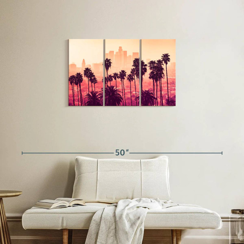 Palmiers à l'horizon de Sireci à Los Angeles, H 20 po x l 33 po