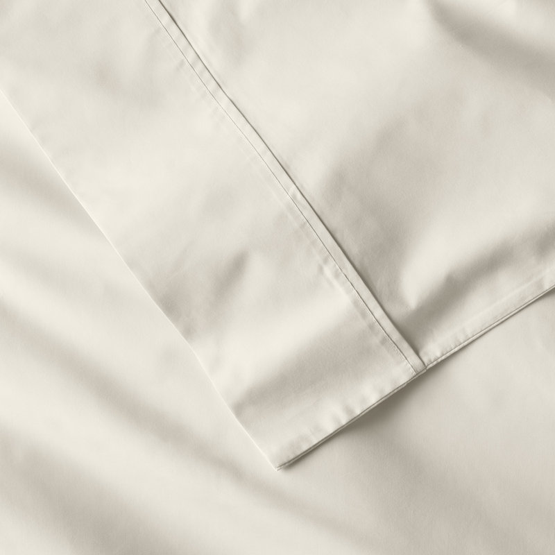 Emrik Brushed Organic Cotton Percale Pillowcase Set, Sand, Standard - 2 Standard Pillowcases